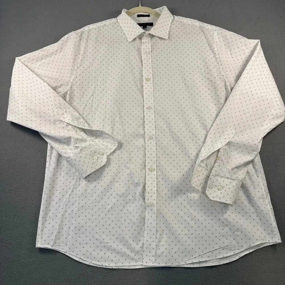 Banana Republic Slim Flex Fit Tech Stretch Cotton Shirt XL White Micro Dot FA19